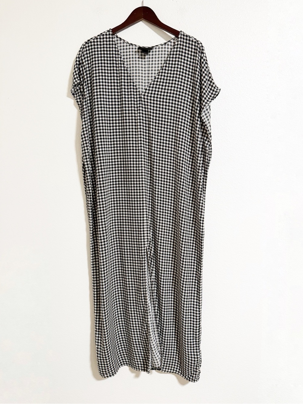 Monki Gingham Plaid Kaftan Maxi Dress